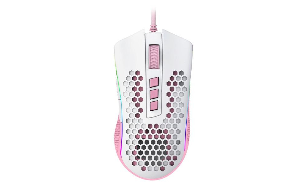 Mouse Gamer Redragon Storm RGB Branco com Rosa M808WP-RGB