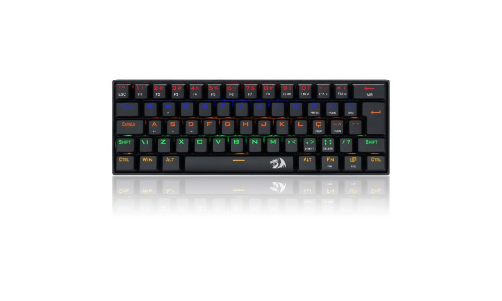 Teclado Gamer Mecânico Redragon Lakshmi, Rainbow, Switch Blue, ABNT2, 60%, Black, K606R(PT-BLACK)