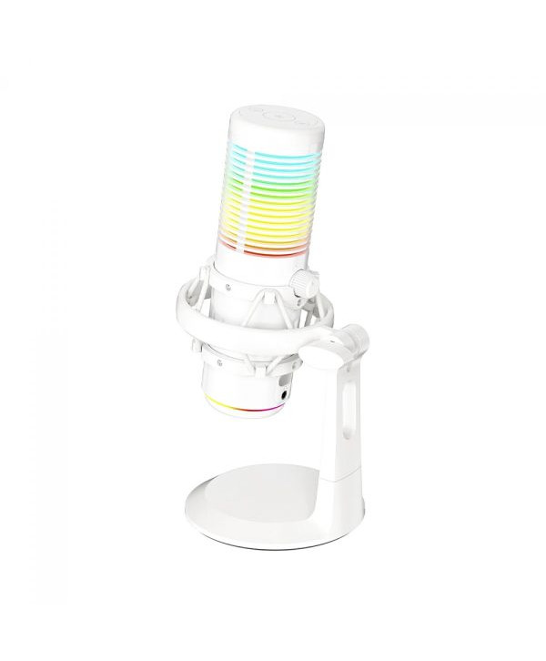 Microfone Marvo MIC-07, RGB, Cabo Removível, Branco, MIC-07 WH