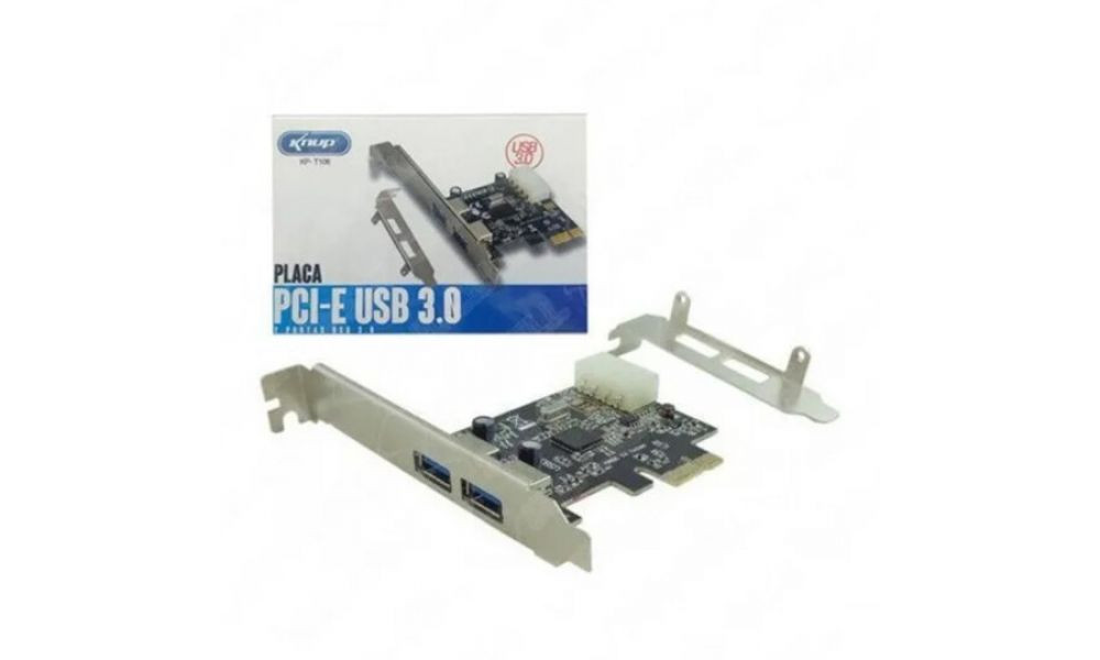 Placa PCI-E 2 Portas USB 3.0 Externa 5GBP Para PC Desktop KNUP-KP-T106