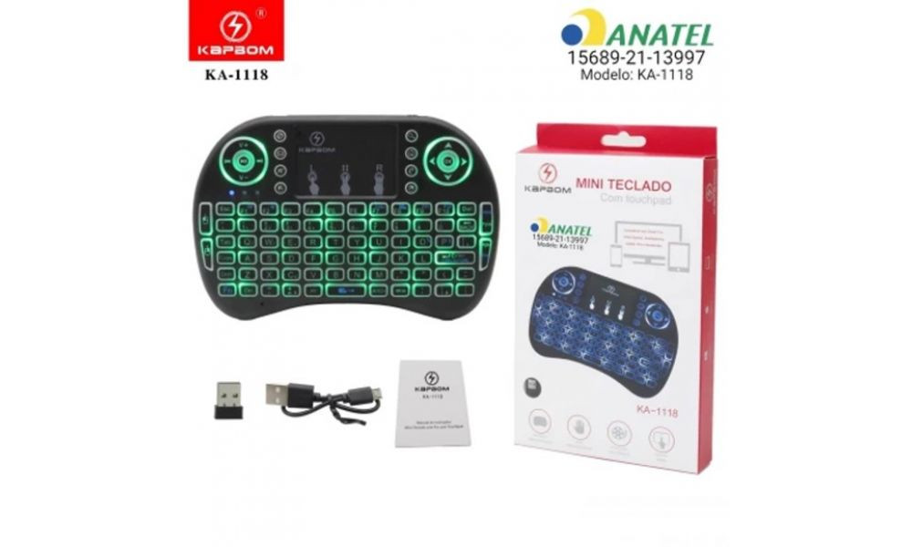 Mini Teclado com Led RGB para Smart TV KA-1118 - Kapbom