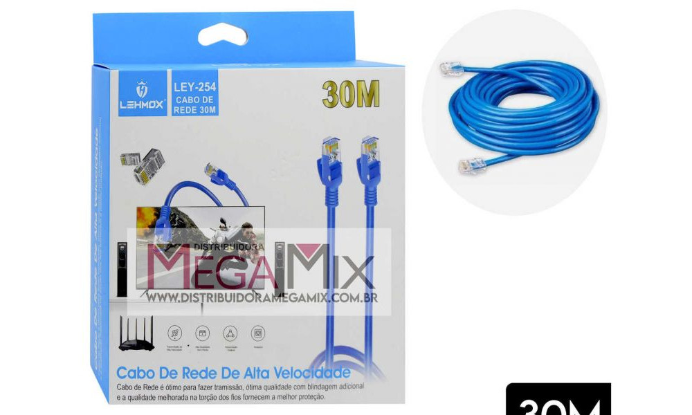 Cabo de Rede RJ45 30M LEY-254 - Lehmox