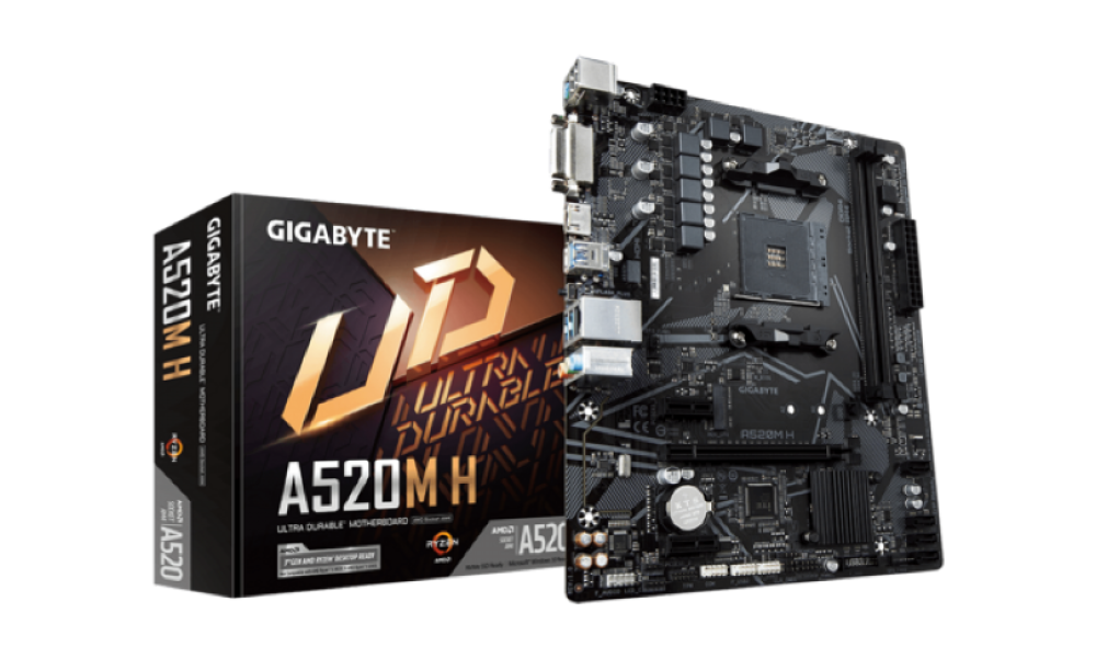 Placa Mãe Gigabyte A520M H, Chipset A520, AMD AM4, mATX, DDR4