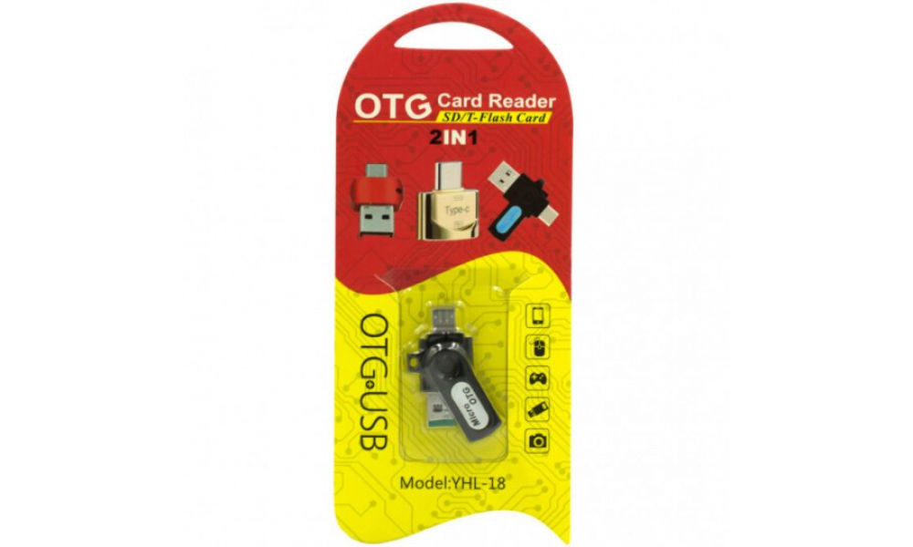 Adaptador Otg com Saída Usb e Leitor de Cartão Sd Sumexr - YHL-18