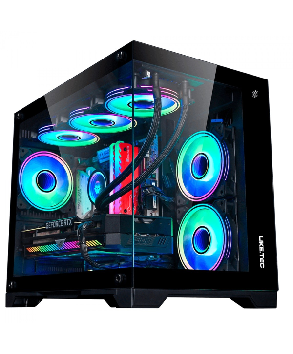 Gabinete Gamer Liketec Mad Rock Dark, Mid Tower, Vidro Temperado, ARGB, M-ATX, Black, Sem Fonte, Sem Fan