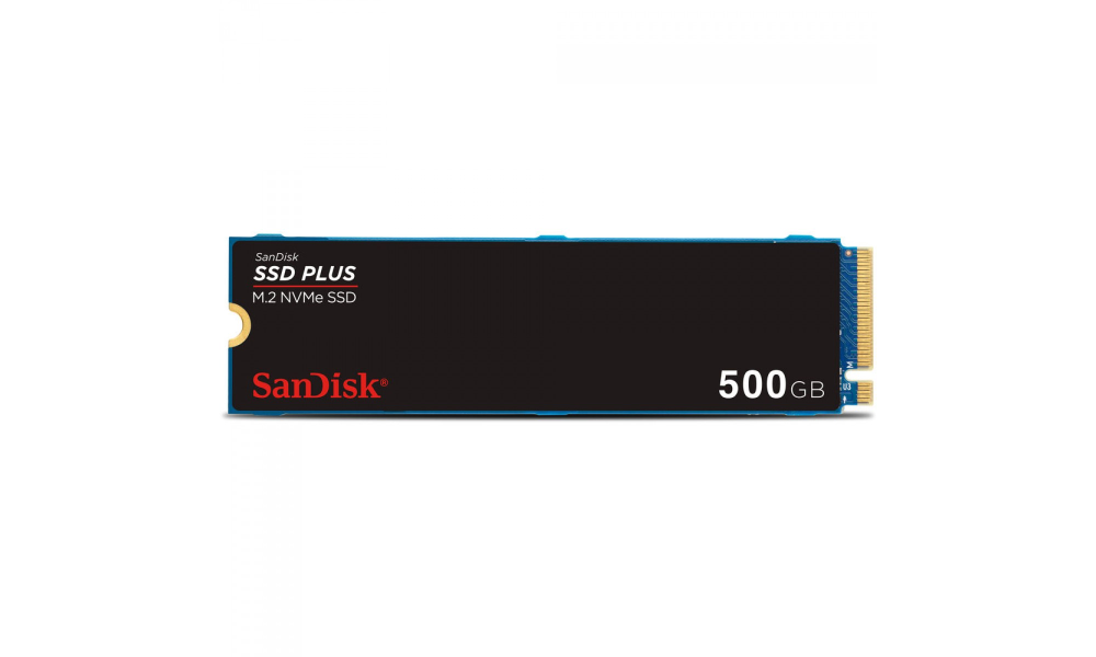 SSD SanDisk Plus, 500GB, M.2 NVMe PCIe 3.0, Leitura 2400MBs e Gravação 1500MBs,