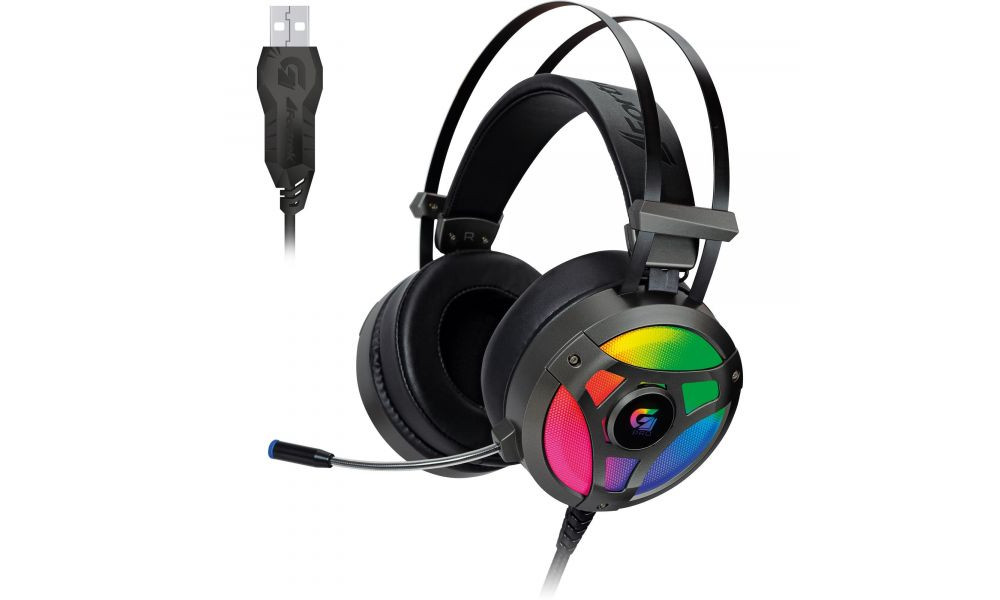 Headset Gamer Fortrek H1+ 7.1 USB RGB Cinza