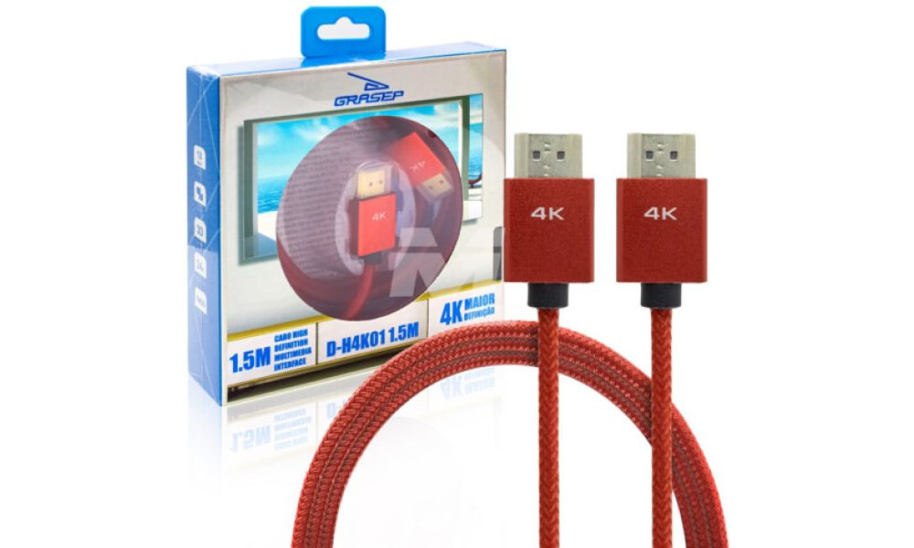 Cabo HDMI para HDMI 2.0 4K com 1.5 Metros GRASEP - D-4K01 1.5M