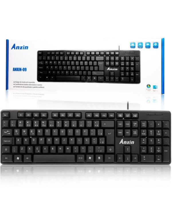 Teclado com Fio USB Básico Padrão ABNT2 Preto - 09