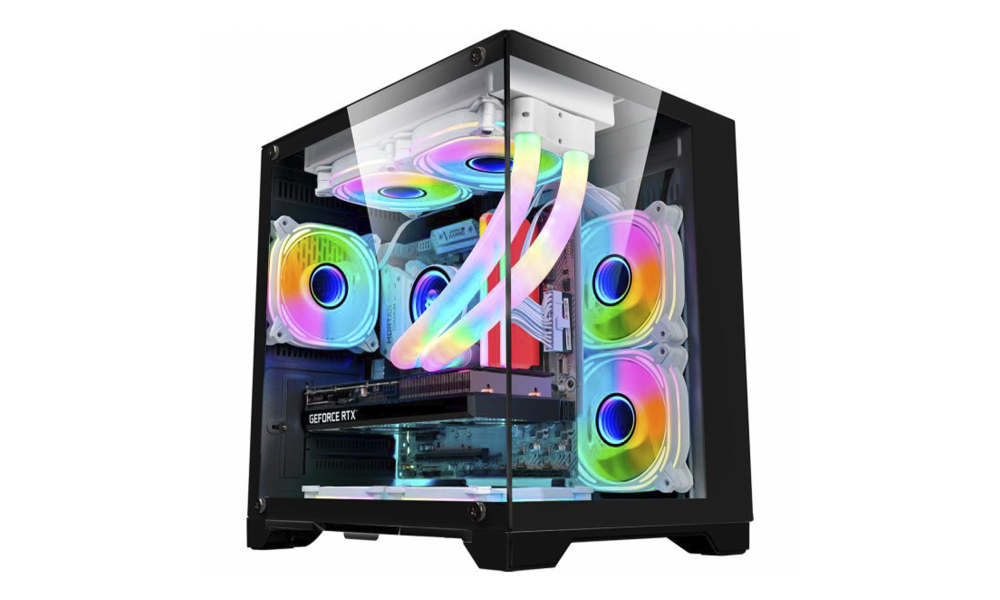 Gabinete Gamer K-MEX Space Aqua, Black, Mini Tower, Vidro Temperado, M-ATX, Sem Fonte, Sem Fan, CG-XXKN