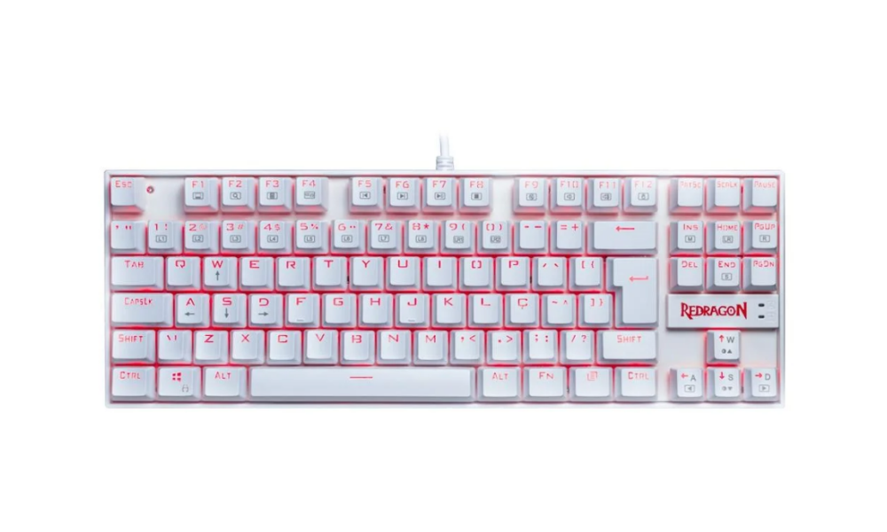 Teclado Mecânico Gamer Redragon Kumara Single Color Branco Switch Marrom ABNT2 K552W-2-PT-BROWN-U