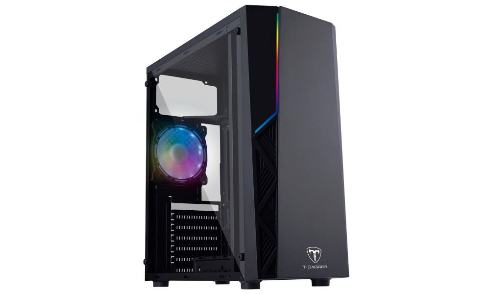 Gabinete Gamer T-Dagger TGC-P02B Preto atx e Micro atx Lateral de Acrílico LED rgb - TGC-P02B