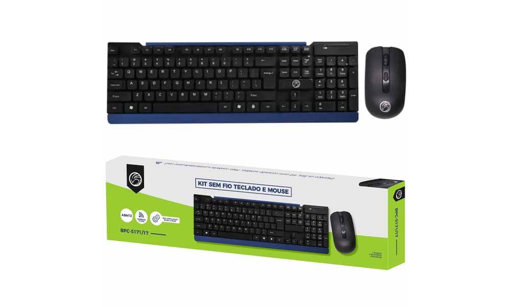 Kit Combo de teclado e mouse sem fio Brazil PC BPC-5271/17  5271