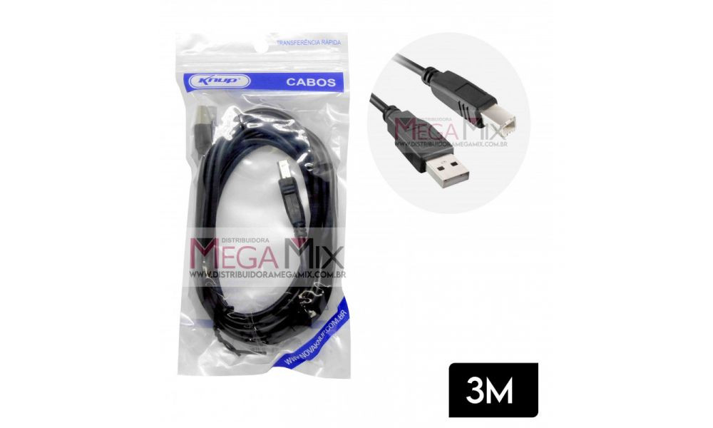 Cabo para Impressora USB 3M KP-5001 - KNUP 