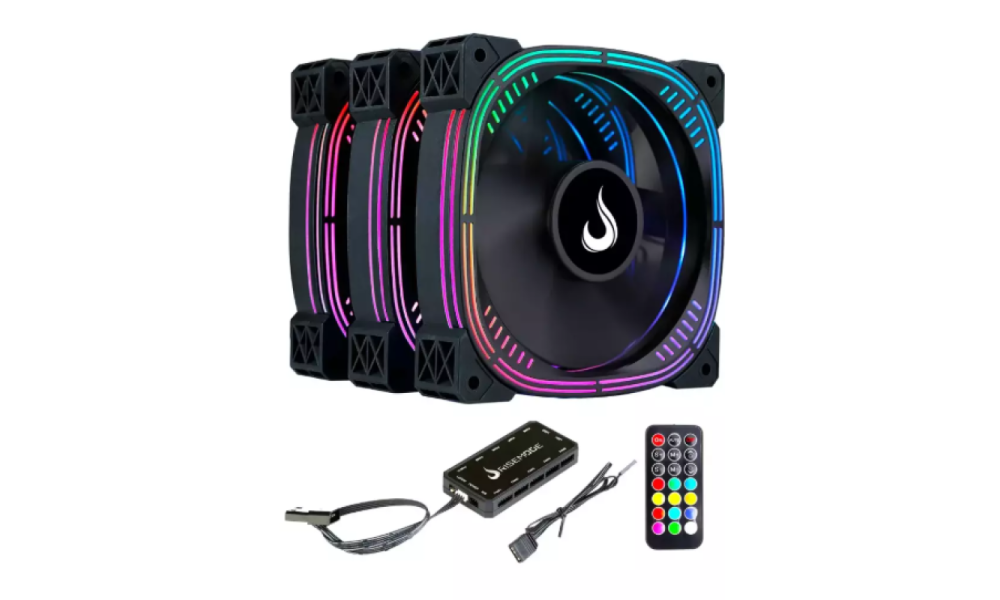 Kit 3 Fans Gamer Rise Mode Aura Pro Black 6p Argb 5v 120mm - Rm-aub-02-argb