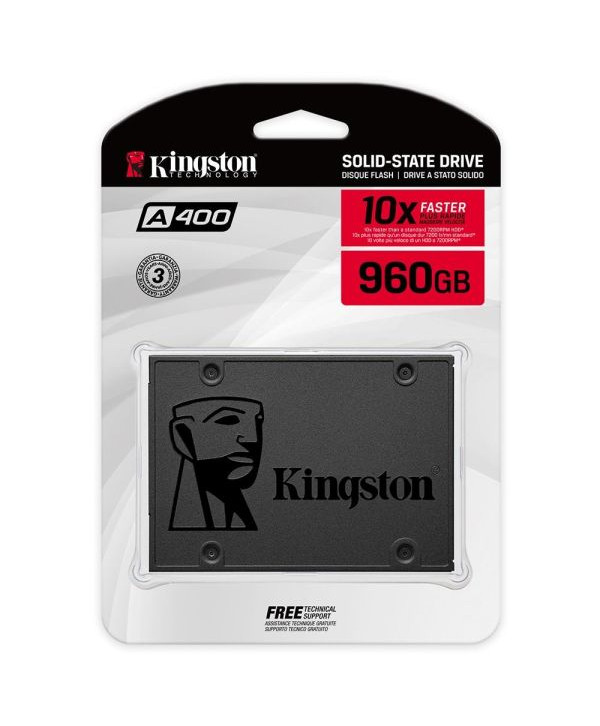 SSD SATA Kingston A400 960GB, 2.5, Leitura: 500MB/s e Gravação: 450MB/s, Preto - SA400S37/960G