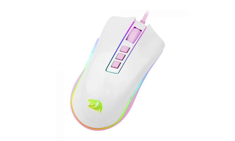 Mouse Redragon Cobra M711 Branco e Rosa