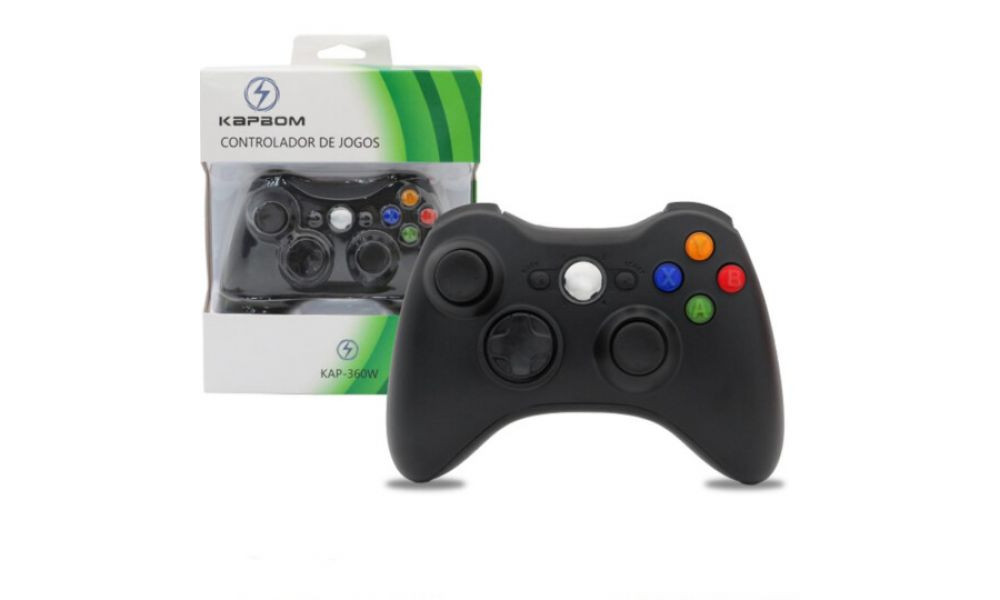 Controle Sem Fio Para X360 e PC Com Receptor Wireless Kapbom Kap-360ww