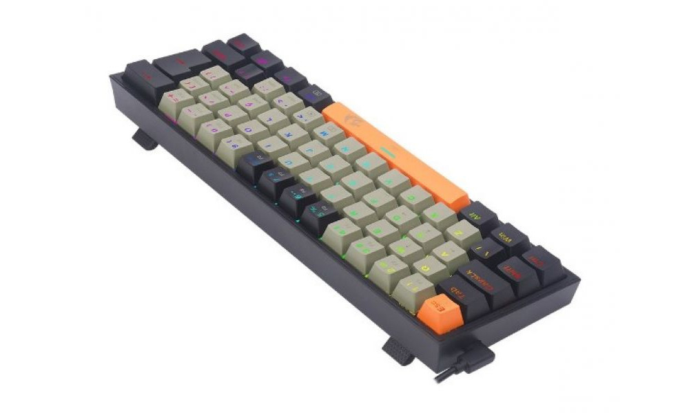 Teclado Gamer Fizz RGB Laranja, Preto, Cinza