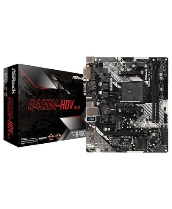 Placa Mãe ASRock B450M-HDV R4.0, AMD AM4, Micro ATX, DDR4