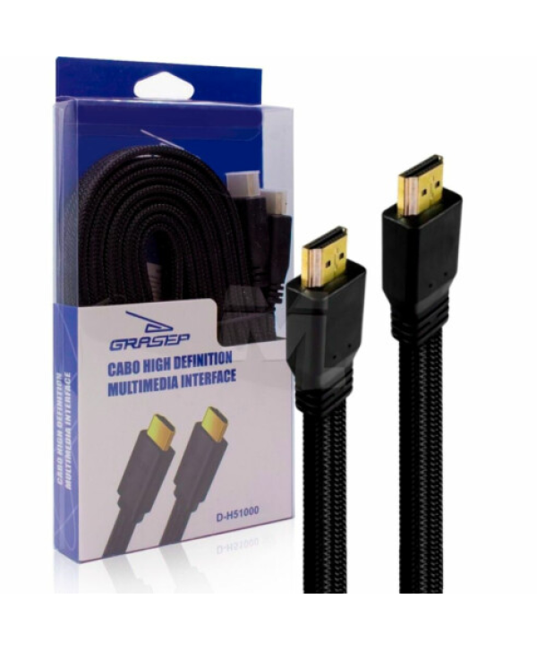 Cabo HDMI 5M 1.4 Flat em Malha Grasep D-H51000