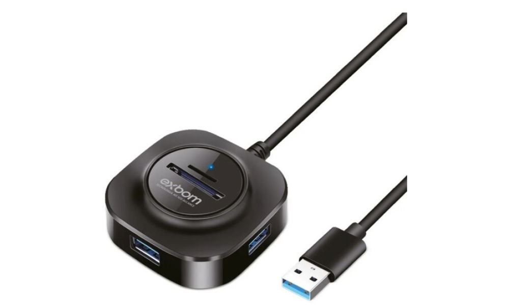 HUB USB 3.0 5 Gbps Combo 3 Portas Extensor USB e Leitor Cartão para Dados - Exbom UH-R33