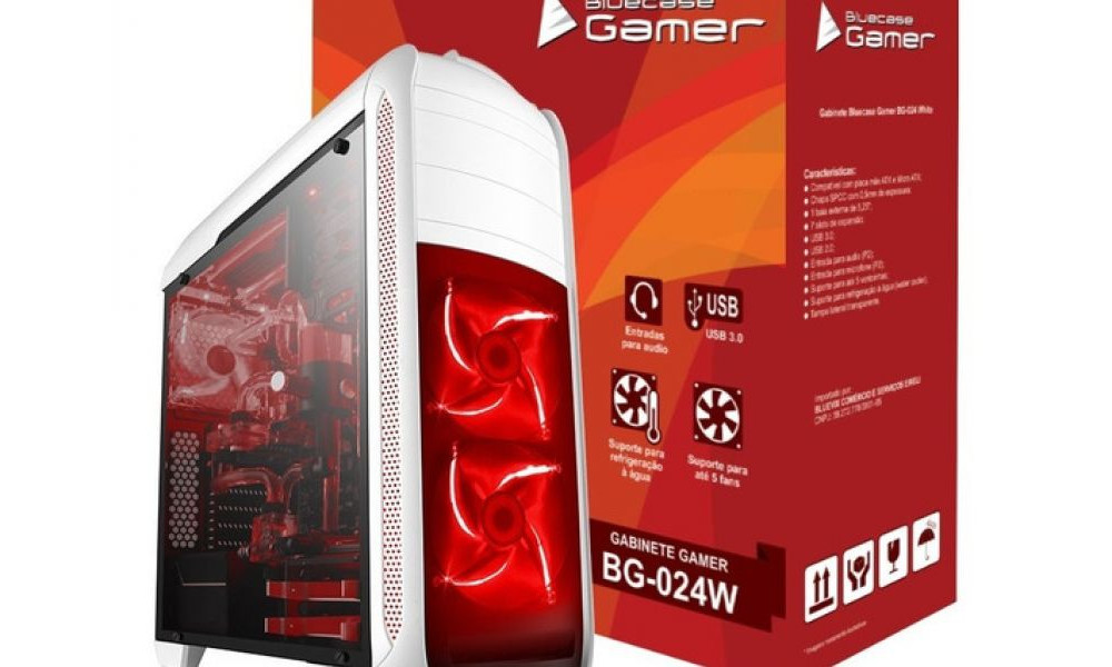 Gabinete Gamer Bluecase Bg-024 Mid Tower Led Vermelho