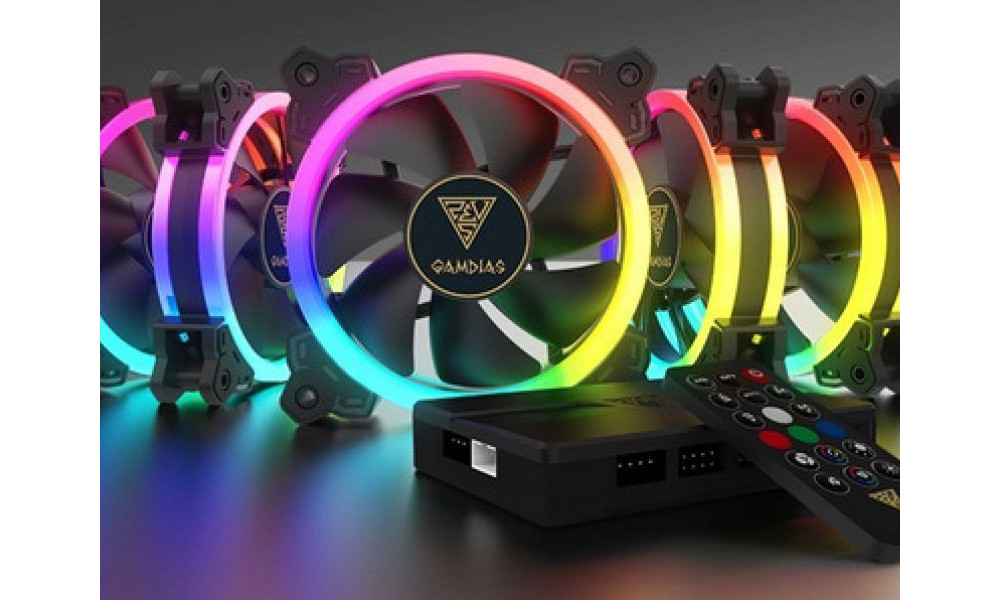 KIT VENTOINHA GAMDIAS AEOLUS M2 1205R RGB 5X120MM COM CONTROLE, M2-1205R (DEFEITO)
