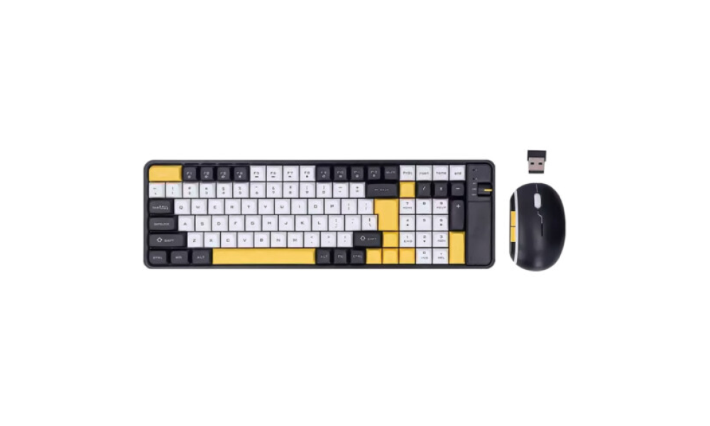 KIT Teclado E Mouse Sem Fio Bluetooth Wireless 2.4GHZ KNUP - KP-TE129 AMARELO