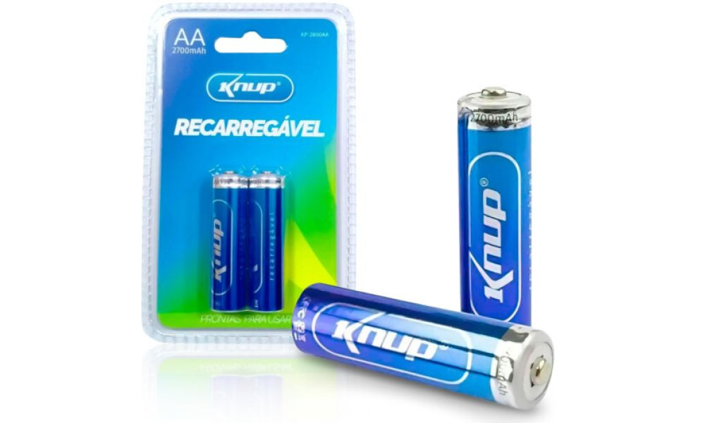 Pilha Recarregável AA 2700 mAh 2 Unidades KNUP - KP-2800AA