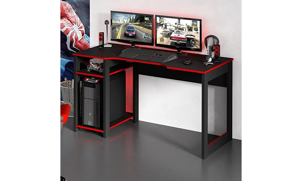 Mesa Para Computador Gamer Preta e Vermelha - 603