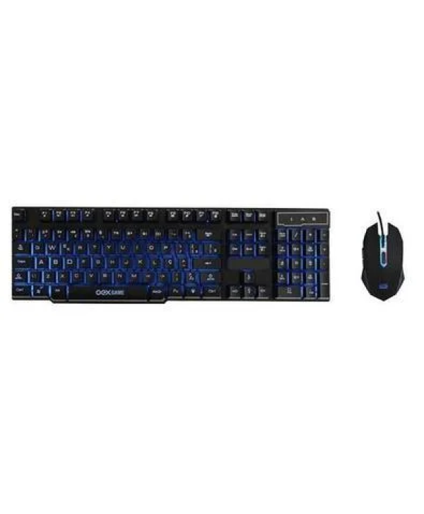 Kit Teclado e Mouse Gamer Punch Oex, USB, ABNT2, com Teclado Numérico, Preto - TM302