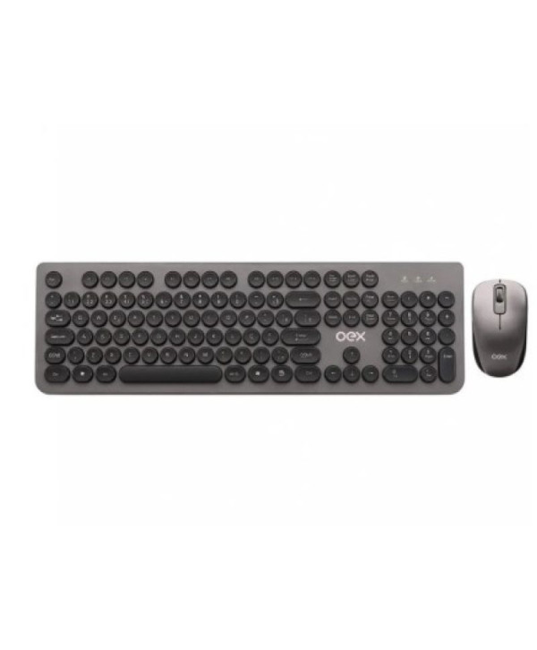 Kit Teclado E Mouse Sem Fio Oex Tm410 Chumbo 7898587271035