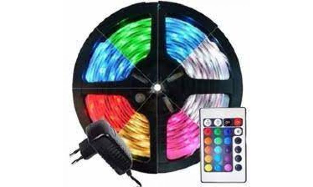 Fita De Led Rgb 5 Metros A Prova D'água Dupla Face 5050w 12v 300 Leds Com Fonte E Controle