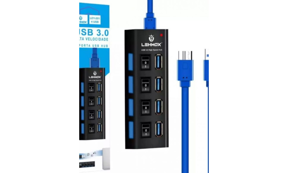 Hub USB 3.0,  4 Portas USB, Ley-201 - Lehmox