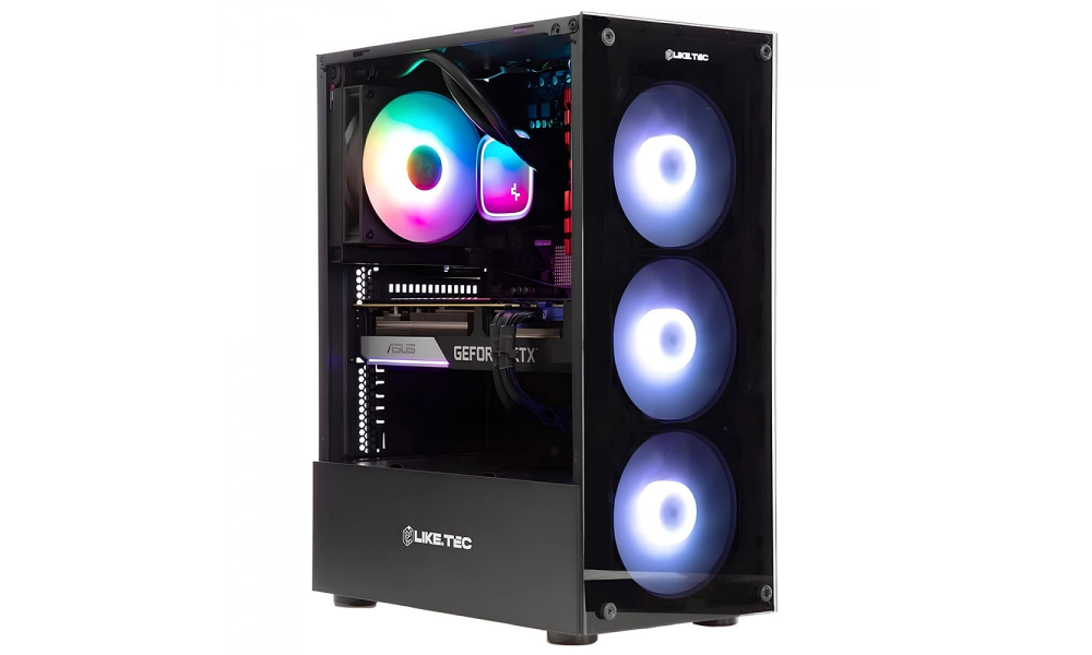 Gabinete Gamer Liketec Matrix V2 Rainbow, Mid Tower, Vidro Temperado, ATX, Black, Sem Fonte, Com 3 Fans Rainbow