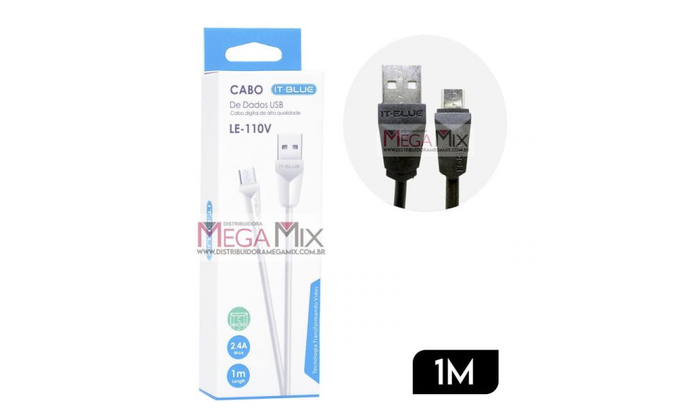 Cabo de Dados USB + Micro USB (V8) 1M LE-110V - It-Blue