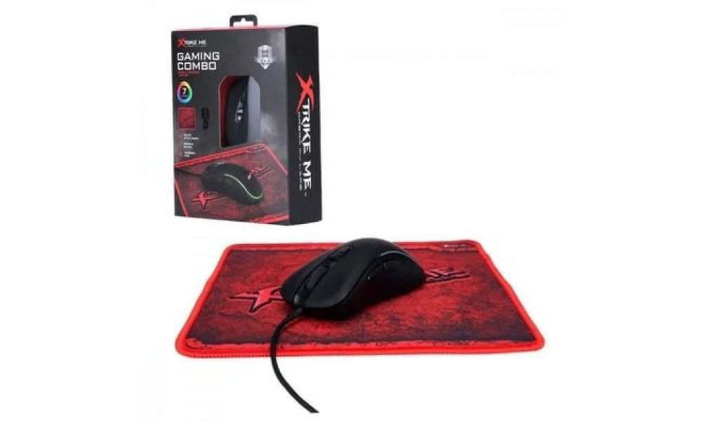 Combo Gamer Xtrike Me com Mouse Gamer 3600DPI, RGB, USB, Black e Mousepad 230x220x2mm - GMP-290