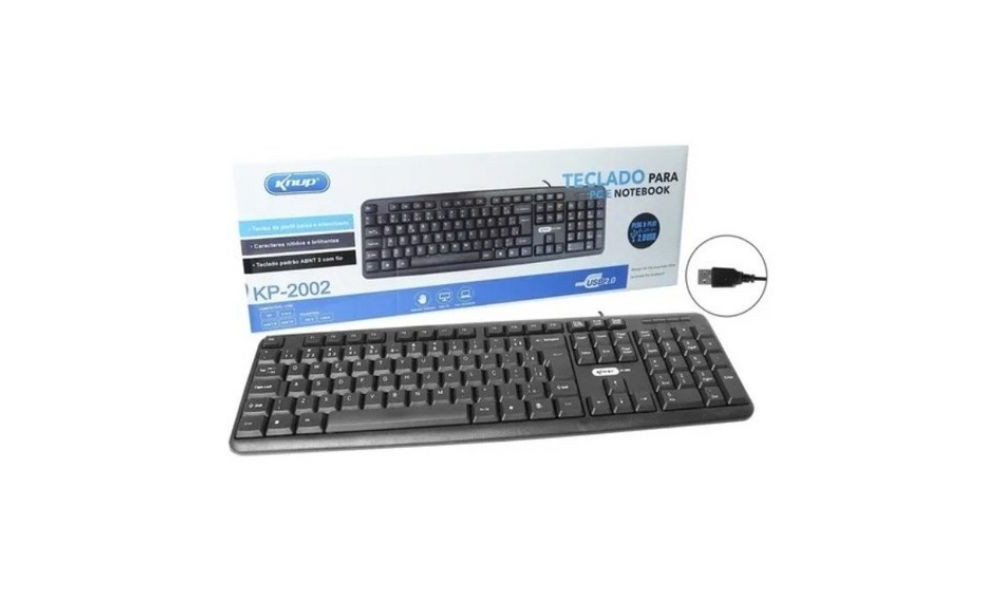 Teclado USB Slim Preto KP-2002 - Knup