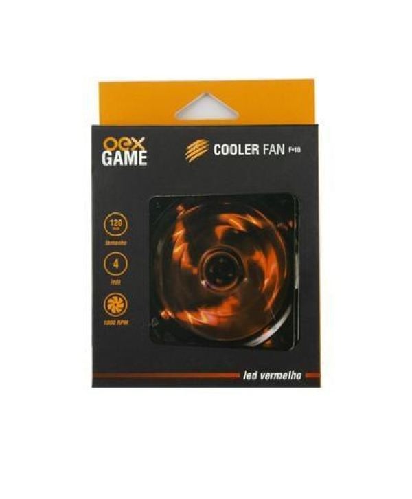 Cooler FAN OEX F10, 120mm, LED Vermelho, 1200 RPM