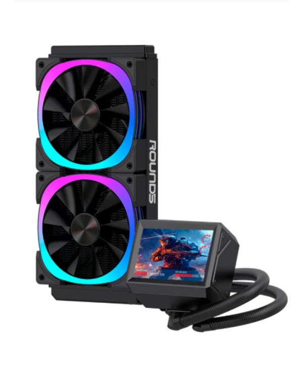 WATER COOLER ROUND5 NOTUS BLACK ARGB COM TELA DE 3,5 240MM-TDP250W