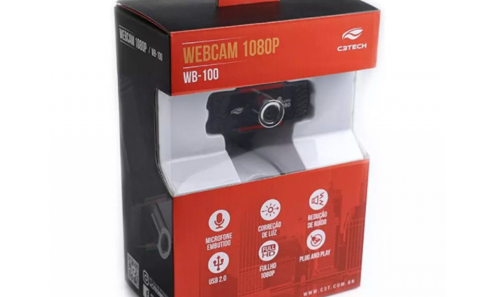 Webcam C3 Tech WB-100BK Full HD 