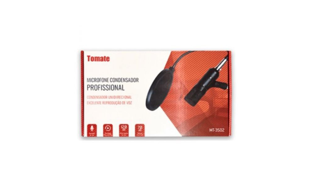 Microfone Unidirecional C/ Braço Articulado, Mesa v8, Tomate - MT-3502