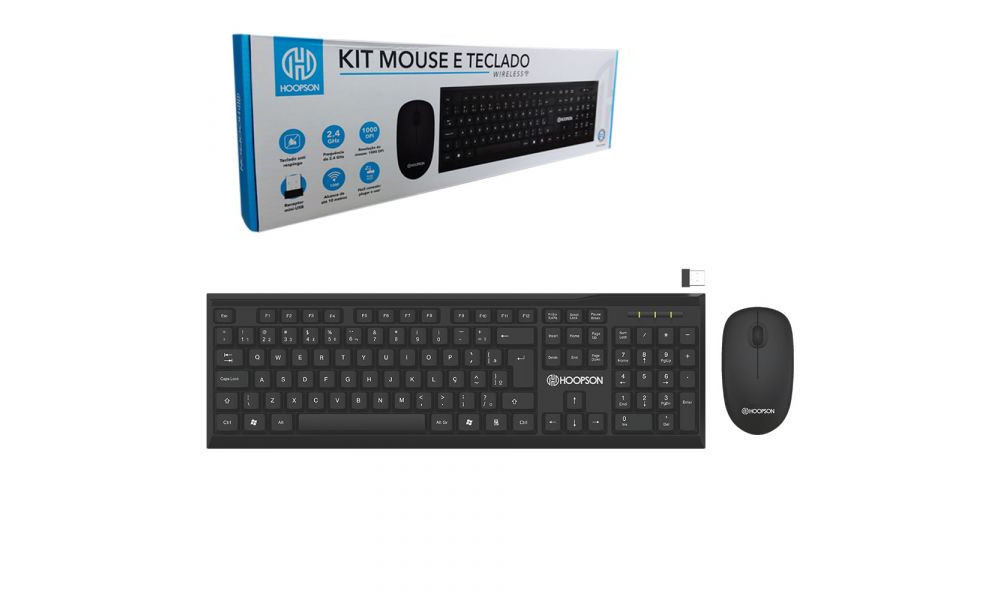 Kit Teclado e Mouse Wireless Hoopson - TPC-070KW