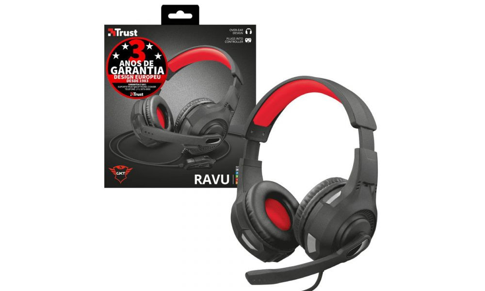 Headset Gamer Multiplataforma GXT 307 Ravu 40mm - Preto e Vermelho - Trust