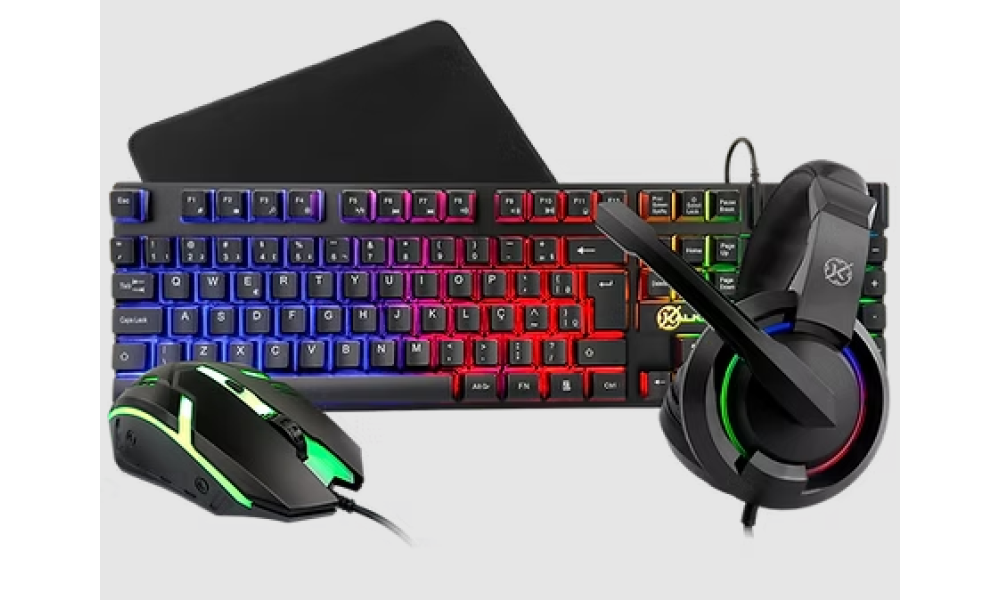 COMBO TECLADO + MOUSE + MOUSEPAD + HEADSET KALKAN ODIN LITE PRETO KLK00060