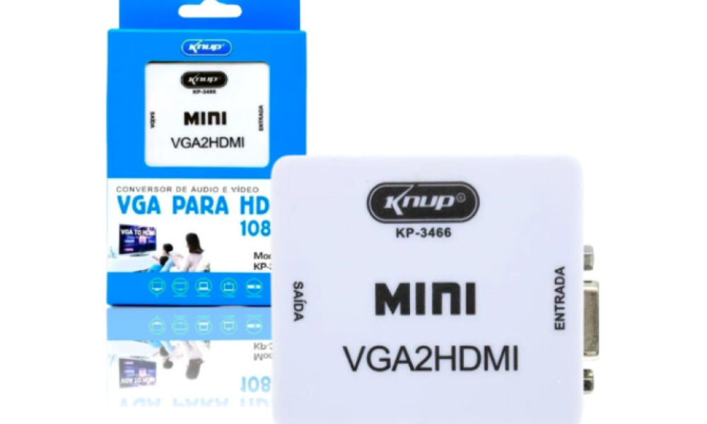 Conversor de audio e video VGA para HDMI KNUP-KP-3466