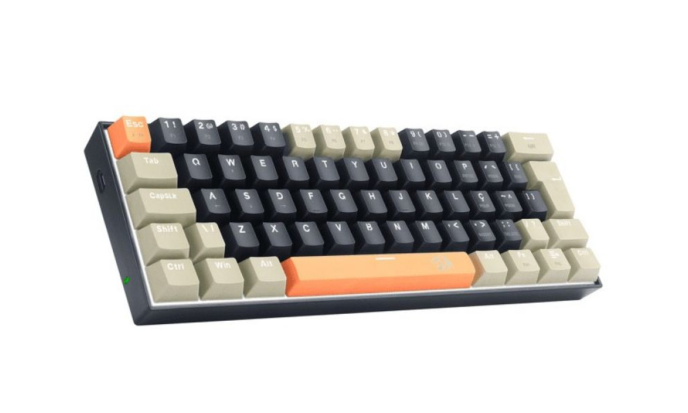 Teclado Mecanico Lakshmi Laranja, Cinza e Preto