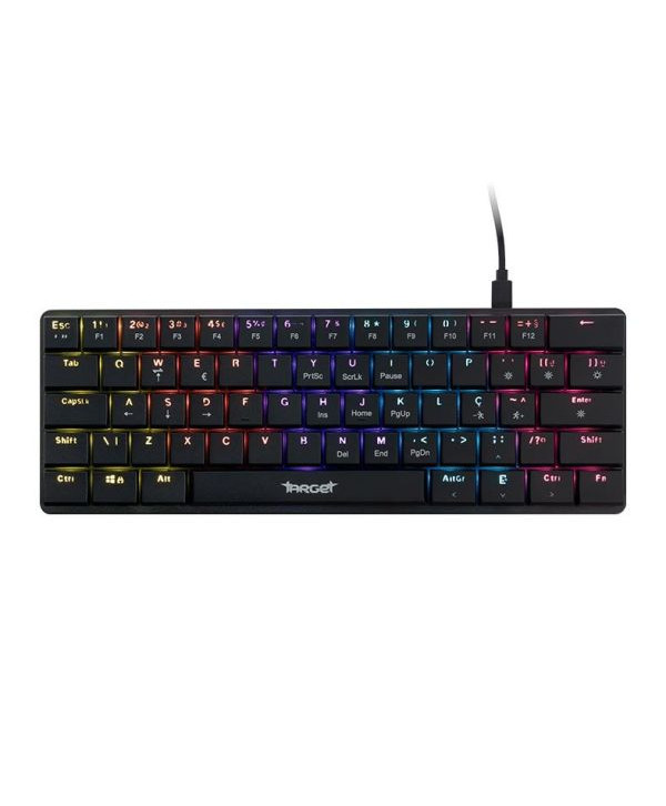 Teclado Mecanico TGT Sherman LP60, Rainbow, ABNT2, Switch Azul, Preto, TGT-SHLOW-RBW01
