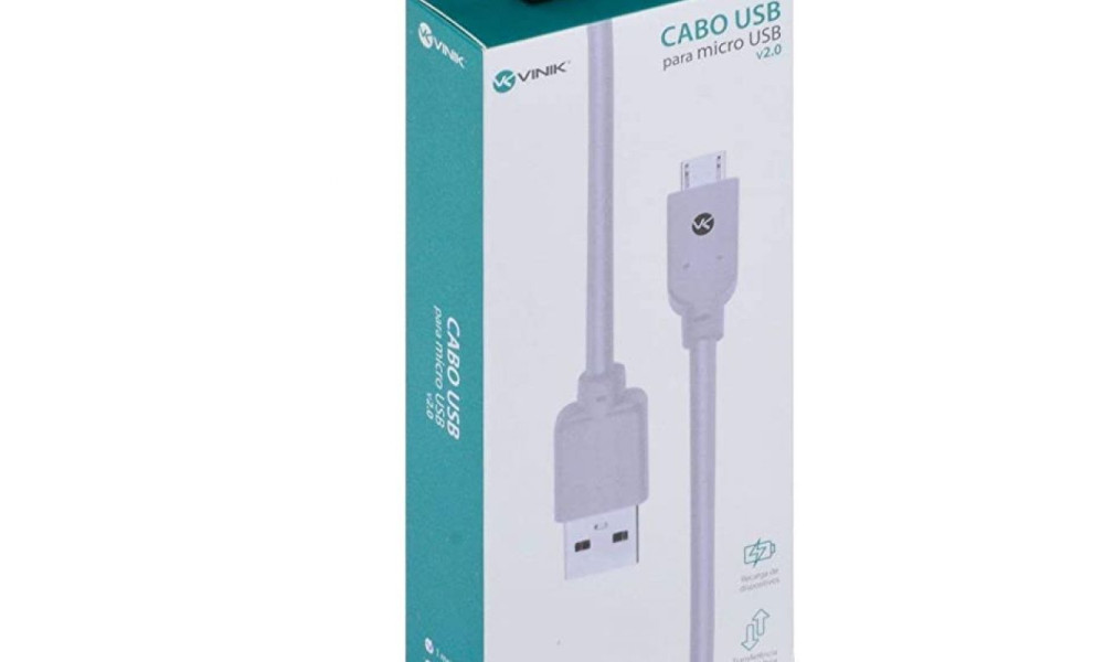 Cabo USB X Micro USB B 2.0 Branco Vinik 31455